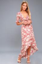 Wild Winds Pink Floral Print High-low Wrap Dress | Lulus