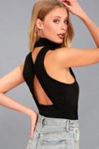 Free People | Boa Vista Washed Black Mock Neck Tank Top | Size X-small | Lulus