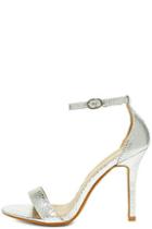 Glamorous Allure Silver Ankle Strap Heels