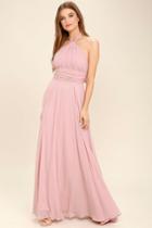 Lulus | Dance Of The Elements Mauve Pink Maxi Dress | Size Large | 100% Polyester