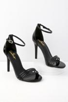 Iva Black Patent Ankle Strap Heels | Lulus
