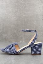 Chase & Chloe Dorthea Blue Polka Dot High Heel Sandal Heels | Lulus
