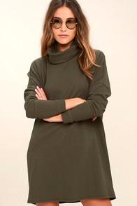 Lulus Scheme Of Things Olive Green Long Sleeve Dress