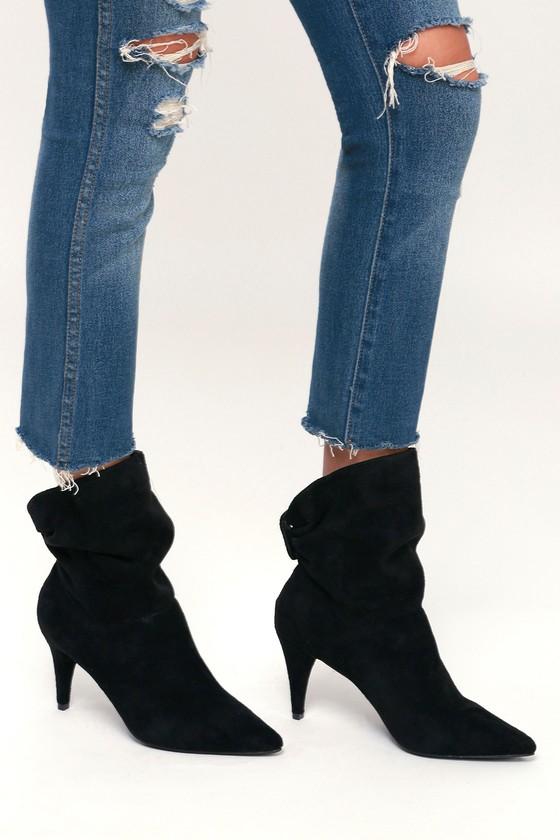 Morgana 8 Black Suede Mid-calf High Heel Boots | Lulus