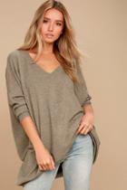Lulus Ticket To Cozy Light Brown Oversized Sweater