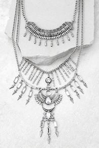 Lulus Gypsy Dreams Silver Layered Statement Necklace