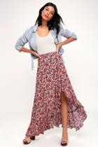 Bridgette Pink Floral Print Ruffled High-low Maxi Skirt | Lulus
