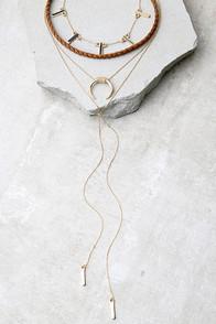 Lulus In Unison Brown And Gold Layered Choker Necklace