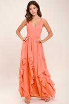 Lulus Simply Sweet Coral Pink Maxi Dress