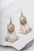 Lulus Wild Sands Turquoise And Gold Earrings