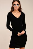 Lulus | Body Language Black Long Sleeve Bodycon Dress | Size Large