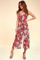 Ali & Jay Full Bloom Red Floral Print Culotte Jumpsuit | Lulus