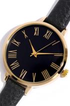 Lulus Time Can Tell Gold And Black Leather Watch