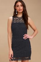 Pay Tribute Navy Blue Crochet Lace Dress | Lulus