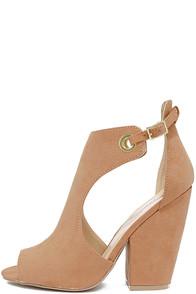 Qupid Say Yes Blush Suede Peep-toe Booties