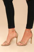 Anne Michelle Akira Natural Nubuck Ankle Strap Heels | Lulus