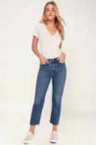 Levi's Wedgie Straight Medium Wash High Rise Cropped Jeans | Lulus