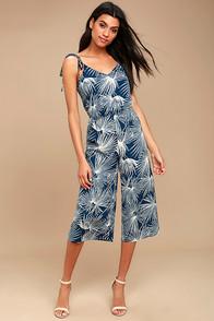 Fore Paradiso Teal Print Midi Jumpsuit