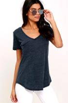 Z Supply | Pleasant Surprise Washed Navy Blue Tee | Size Medium | Lulus