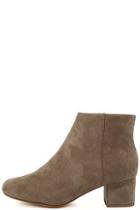 City Classified Melanie Smoke Taupe Suede Ankle Booties