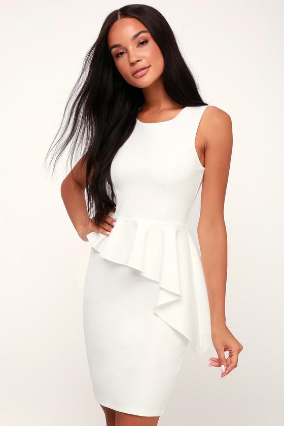 Here And Vow White Ruffled Bodycon Dress | Lulus