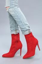 My Delicious | Bambi Red Suede Mid-calf Boots | Lulus