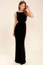 Lulus | Reach Out Black Velvet Maxi Dress | Size X-small | 100% Polyester