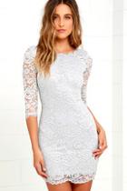 Lulus Make An Impression Light Grey Lace Dress