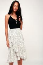 Style Spotter Black And White Polka Dot Midi Wrap Skirt | Lulus