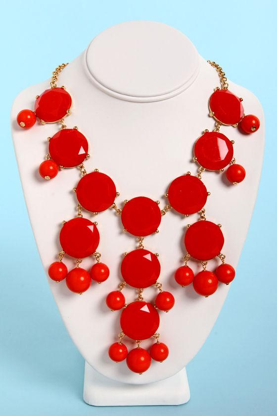Bubble Bee Coral Red Statement Necklace