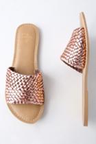 Maddie Rose Gold Woven Leather Slide Sandal Heels | Lulus