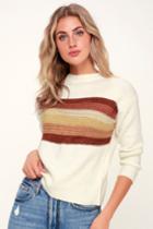 Others Follow Nina Rust Multi Striped Knit Sweater | Lulus