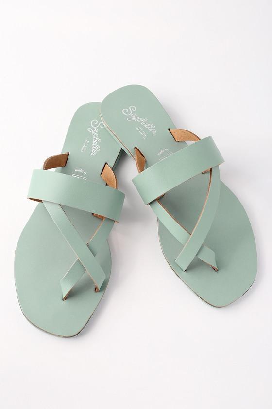 Seychelles Destiny Seafoam Leather Flat Sandal Heels | Lulus