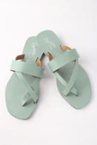 Seychelles Destiny Seafoam Leather Flat Sandal Heels | Lulus