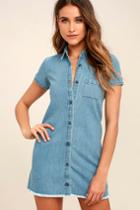 Element | Eden Zase Blue Chambray Shirt Dress | Size Small | 100% Cotton | Lulus