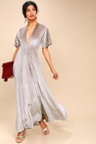 On The Road Temptress Taupe Velvet Maxi Dress | Lulus