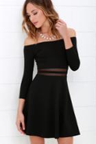 Lulus | Yes To The Mesh Black Skater Dress | Size Large | 100% Polyester