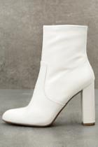 Steve Madden | Editor White Leather Mid-calf High Heel Boots | Size 5.5 | Lulus