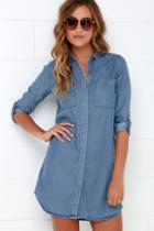 Lulus | Shirt And Sweet Blue Chambray Shirt Dress | Size Large