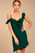 Lulus Myth Maker Forest Green Off-the-shoulder Bodycon Dress