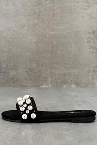 Jacobies Nichol Black Suede Slide Sandals