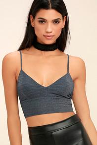 Lulus Tonight Is The Night Slate Blue Crop Top