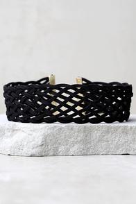 Lulus Lattice Explain Black Choker Necklace