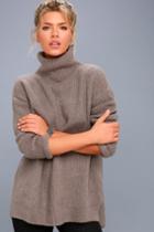 Olive + Oak | Lily Taupe Mock Neck Sweater | Size X-small | Grey | Lulus