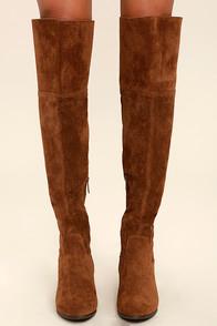 Breckelle's Dolly Tan Suede Over The Knee Boots