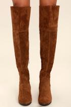 Breckelle's Dolly Tan Suede Over The Knee Boots