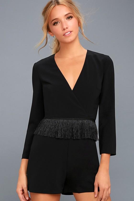 Ali & Jay | Because I Can Black Fringe Romper | Size X-small | 100% Polyester | Lulus