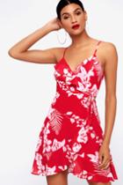 Islet It Be Red Tropical Print Ruffled Mini Dress | Lulus