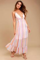 Free People These Days Lavender Striped Midi Dress