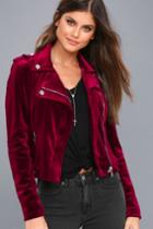 Take Me For A Ride Burgundy Velvet Moto Jacket | Lulus